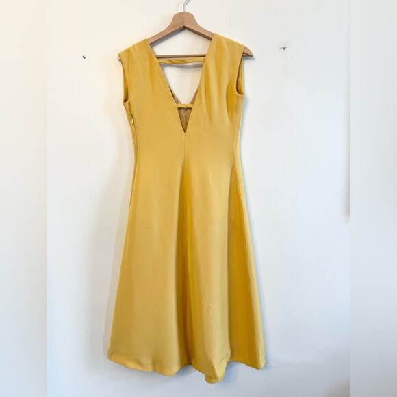 Derek Lam yellow sleeveless fit and flare dress wedding office spring - Picture 3 of 12